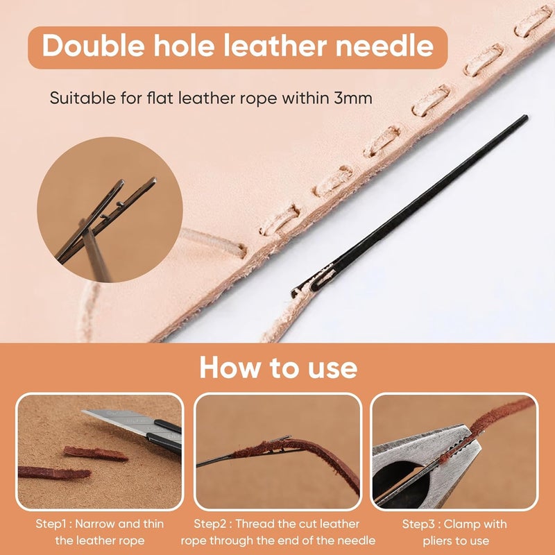 ALLCLEAN 30Pcs Sewing Leather Needle Manual Lacing Threading Single Prong Steel Needle LeatherCraft Tool Handmade Leather Needles - Image 4